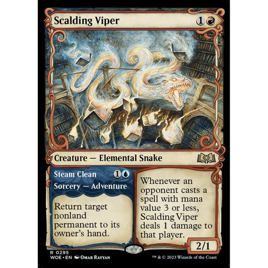 Scalding Viper // Steam Clean, rare, 295, Magic the Gathering, Wilds of Eldraine