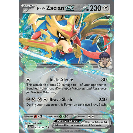 Hop's Zacian ex Double Rare 111/159 Pokemon Card Game Journey Together