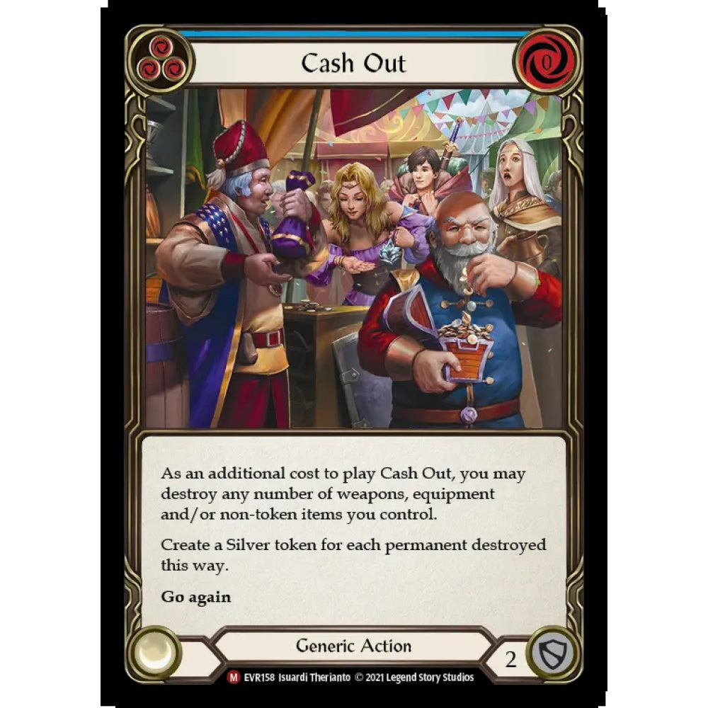 Cash Out EVR158-RF Majestic Flesh & Blood Trading Card Game Everfest in Rainbow Foil Art