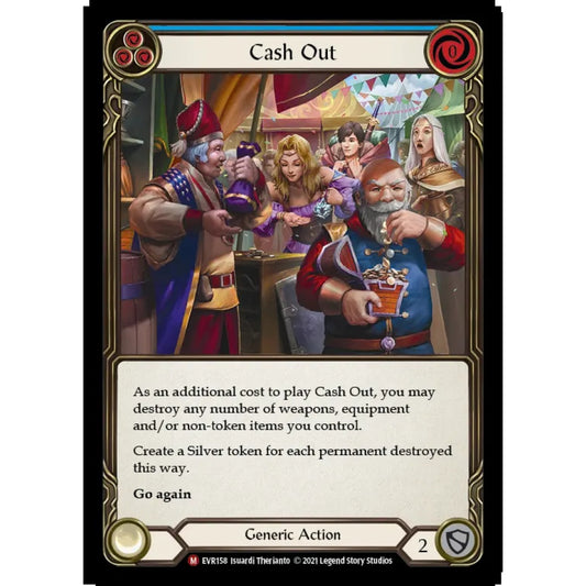 Cash Out EVR158-RF Majestic Flesh & Blood Trading Card Game Everfest in Rainbow Foil Art