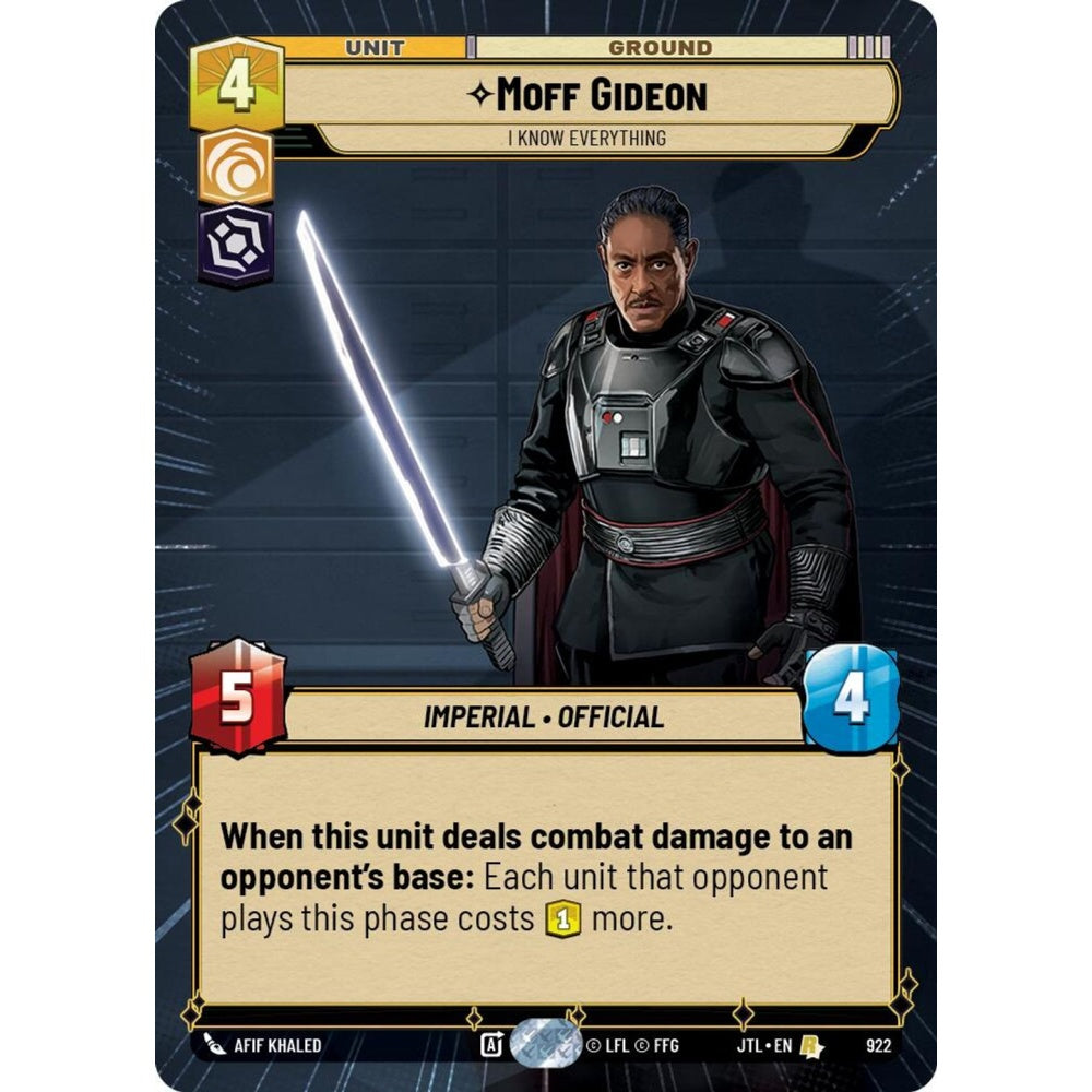Moff Gideon, R, JTL 922) Hyperspace Foil, Star Wars Unlimited