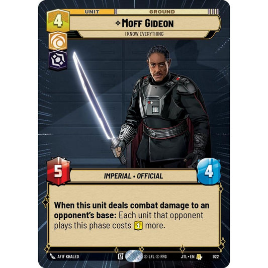 Moff Gideon, R, JTL 922) Hyperspace Foil, Star Wars Unlimited