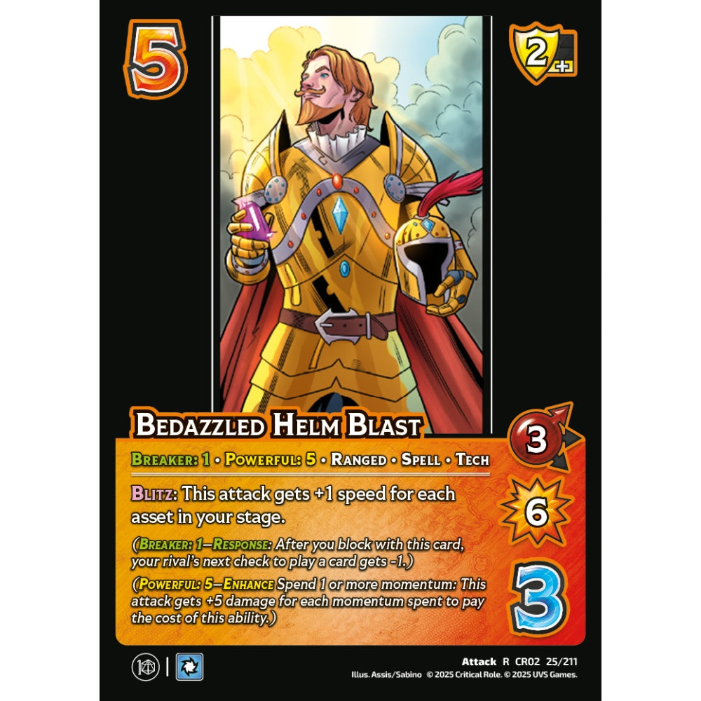 Bedazzled Helm Blast, 25/211, CR02, Universus, Critical Role: Heroes Of Exandria, Attack, R