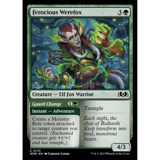 Ferocious Werefox // Guard Change, common, 170, Magic the Gathering, Wilds of Eldraine