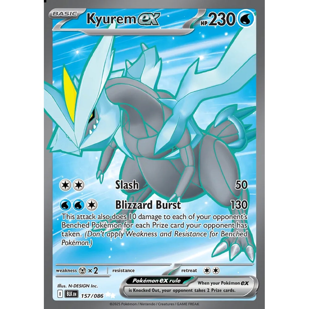 Kyurem ex Ultra Rare 157/086 Pokemon Card Game Black Bolt