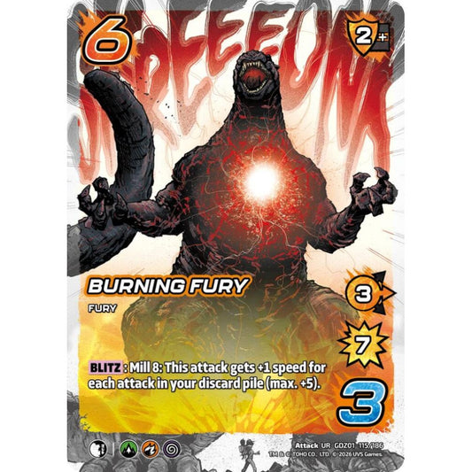 Burning Fury GDZ01 115/186 GDZ01 Universus Godzilla: Reign of Kaiju Attack UR