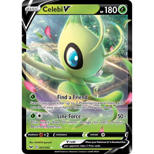 Celebi V Holo Rare V 001/202 Pokemon Card Game Sword & Shield