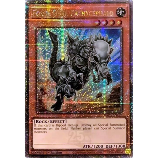 Fossil Dyna Pachycephalo (Quarter Century Secret Rare) RA03-EN195 QCR Yu-Gi-Oh Quarter Century Bonanza