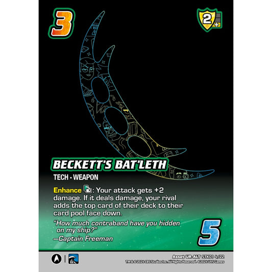 Beckett's Bat'leth, 4/22, STK01, Universus, Star Trek Lower Decks Challenger Decks, Asset, UR-ALT