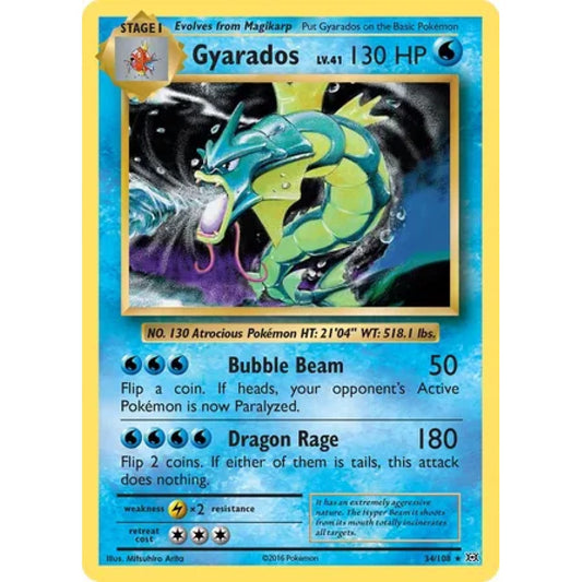 Gyarados Rare Holo 34/108 Pokemon Card Game Evolutions