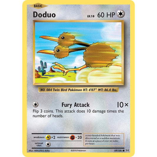 Doduo Common 69/108 Pokemon Card Game Evolutions