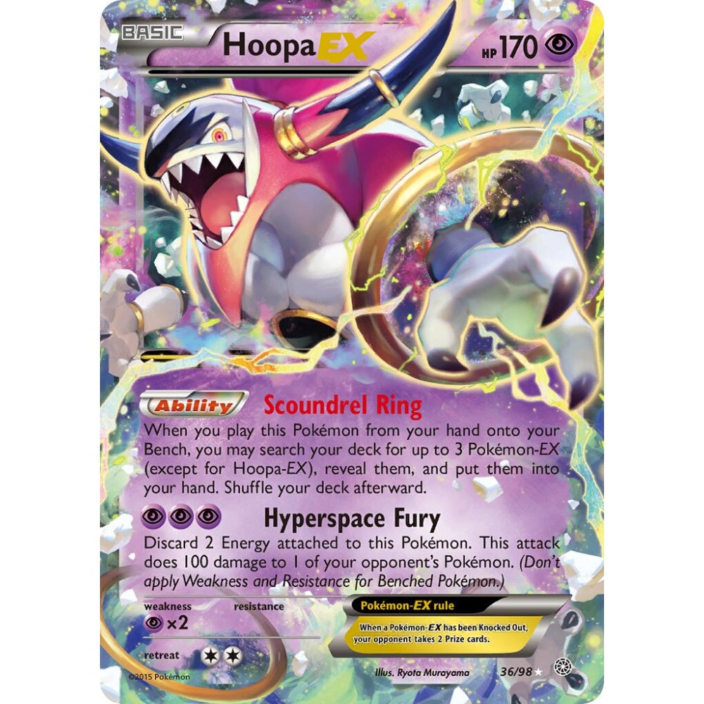 Hoopa-EX Rare Holo EX 36/98 Pokemon Card Game Ancient Origins
