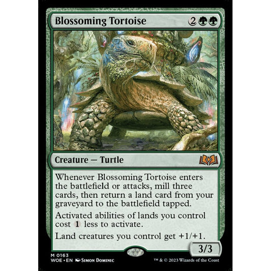 Blossoming Tortoise, mythic, 163, Magic the Gathering, Wilds of Eldraine