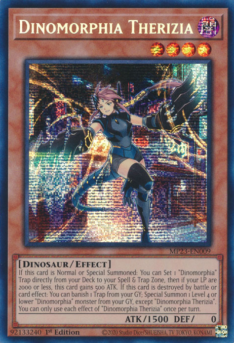 Dinomorphia Therizia MP23-EN009 Prismatic Prismatic Secret Rare Yu-Gi-Oh 25th Anniversary Tin: Dueling Heroes Mega Pack in Art