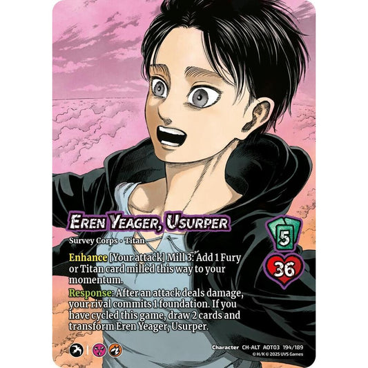 Eren Yeager, Usurper // Attack Titan, Finale 194/189 AOT03 Universus Attack on Titan: Apocalypse Character CH-ALT