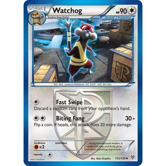 Watchog Uncommon 112/135 Pokemon Card Game Plasma Storm