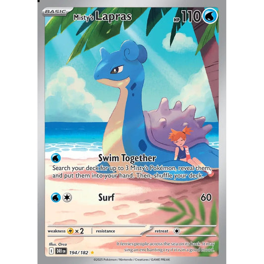 Misty's Lapras Illustration Rare 194/182 Pokemon Card Game Destined Rivals