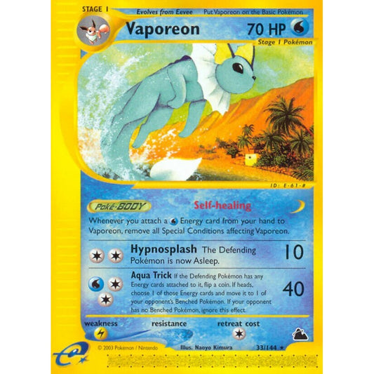 Vaporeon Rare 33/144 Pokemon Card Game Skyridge