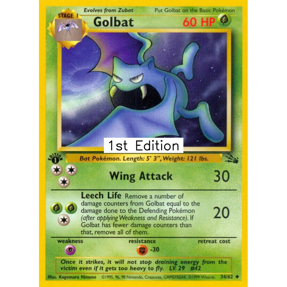 Golbat Uncommon 34/62 Pokemon Card Game Fossil