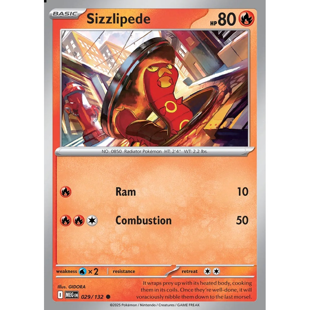 Sizzlipede Common 029/132 Pokemon Card Game Mega Evolution