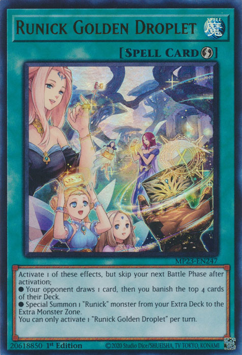 Runick Golden Droplet MP23-EN247 Ultra Ultra Rare Yu-Gi-Oh 25th Anniversary Tin: Dueling Heroes Mega Pack in Art