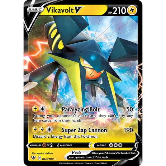 Vikavolt V Holo Rare V 060/189 Pokemon Card Game Darkness Ablaze