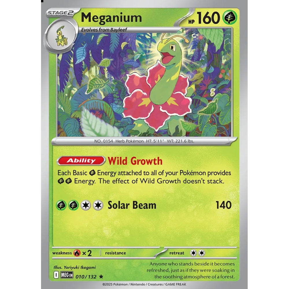 Meganium Rare 010/132 Pokemon Card Game Mega Evolution