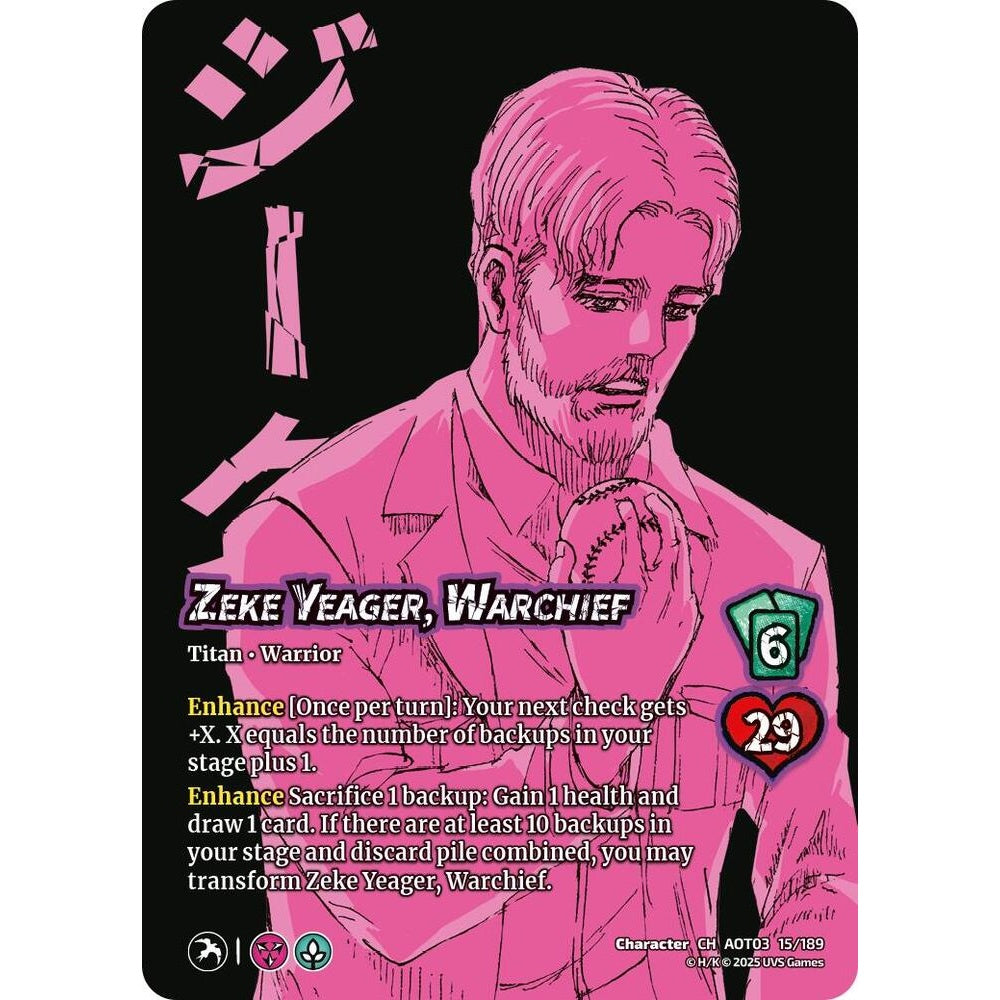 Zeke Yeager, Warchief // Beast Titan, Finale (Foil) 15/189 AOT03 Universus Attack on Titan: Apocalypse Character CH-Foil