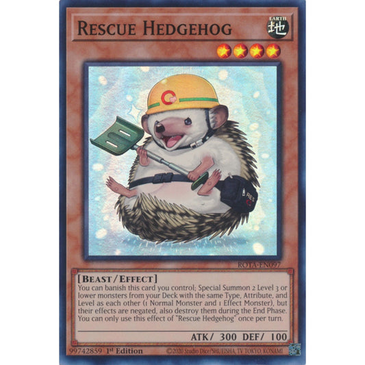 Rescue Hedgehog ROTA-EN097 Super Super Rare Yu-Gi-Oh Rage of the Abyss in Art