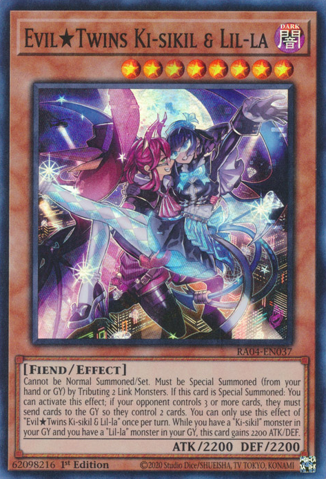 Evil★Twins Ki-sikil & Lil-la RA04-EN037 Super Super Rare Yu-Gi-Oh Quarter Century Stampede in Art