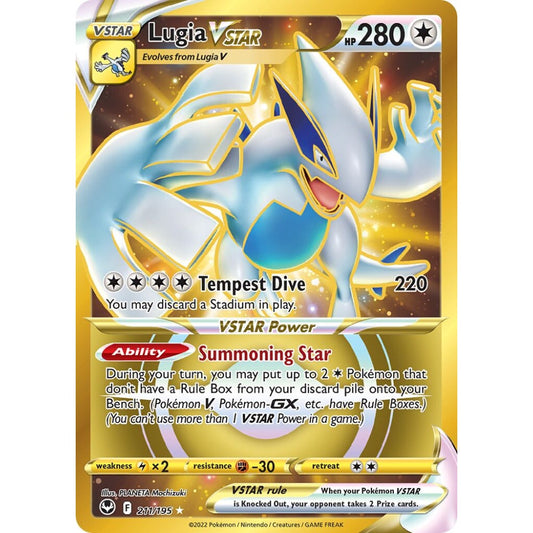 Lugia VSTAR Rare Secret 211/195 Pokemon Card Game Silver Tempest