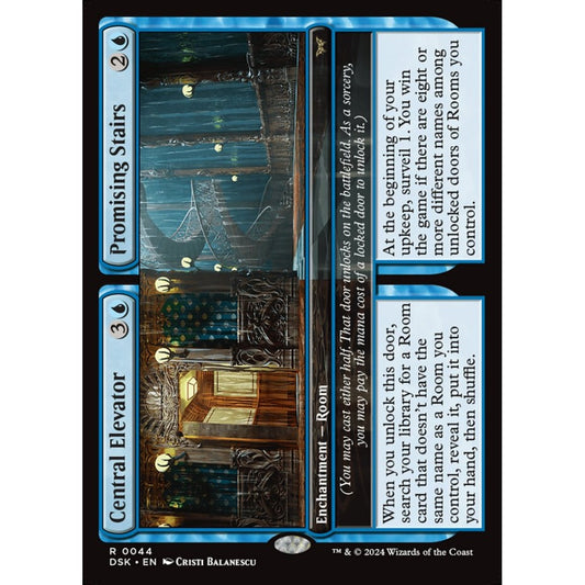 Central Elevator // Promising Stairs, 44, rare, Magic: The Gathering, Duskmourn: House of Horror
