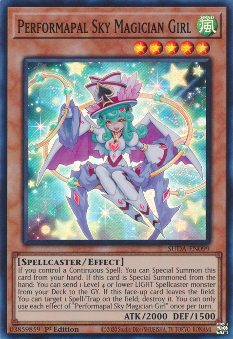 Performapal Sky Magician Girl SUDA-EN099 Super Super Rare Yu-Gi-Oh Supreme Darkness in Art