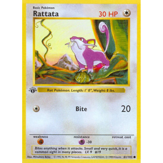 Rattata Common 61/102 Pokemon Card Game Base Set