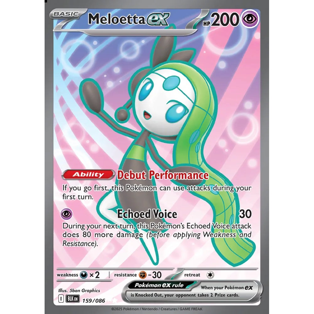 Meloetta ex Ultra Rare 159/086 Pokemon Card Game Black Bolt