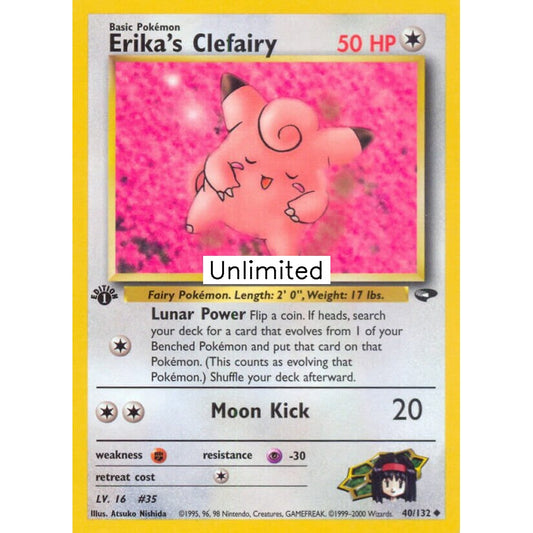 Erika's Clefairy Uncommon 40/132 Pokemon Card Game Gym Challenge