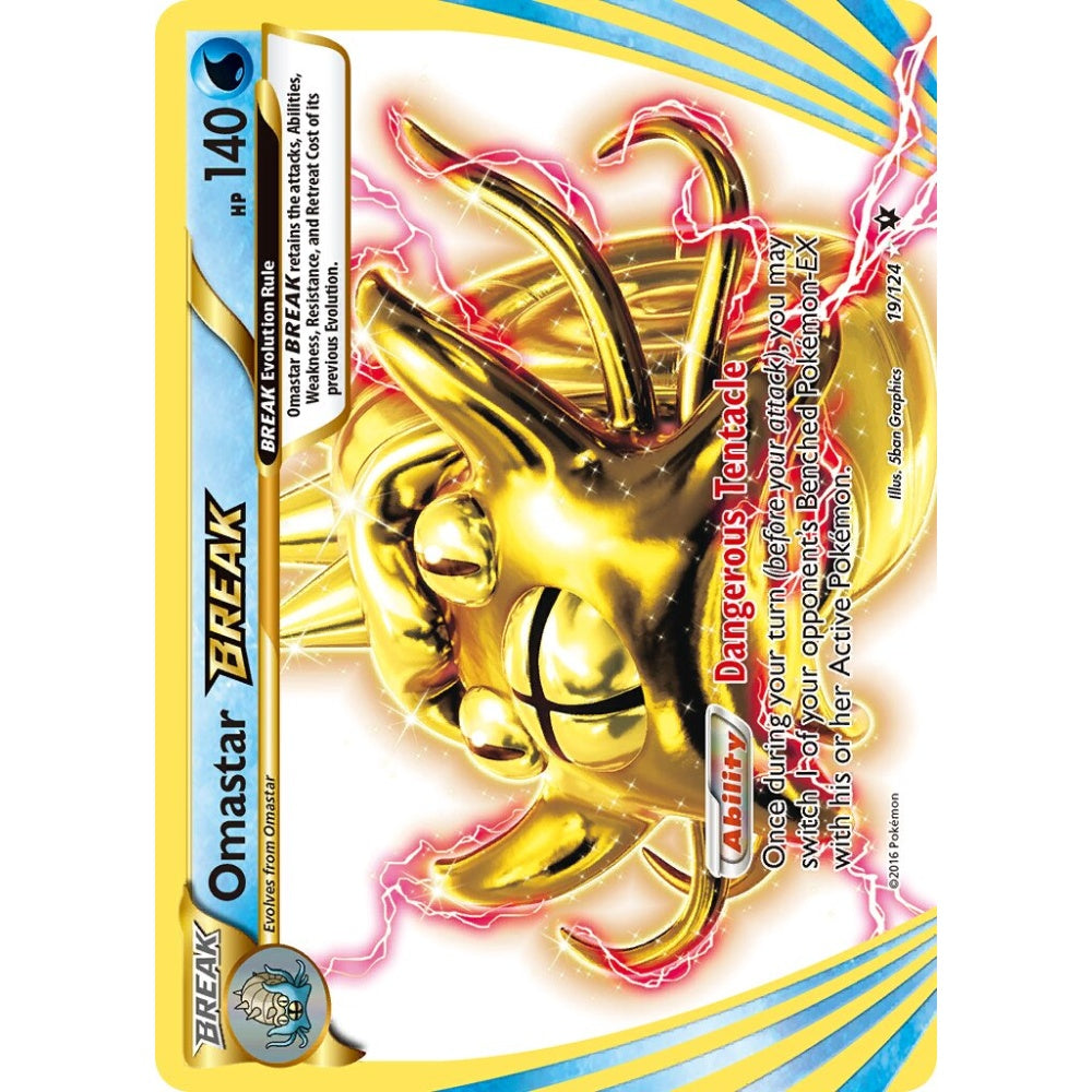 Omastar BREAK Rare BREAK 19/124 Pokemon Card Game Fates Collide