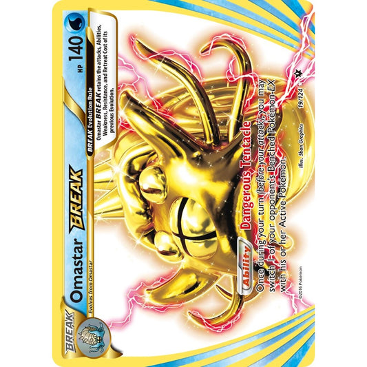Omastar BREAK Rare BREAK 19/124 Pokemon Card Game Fates Collide
