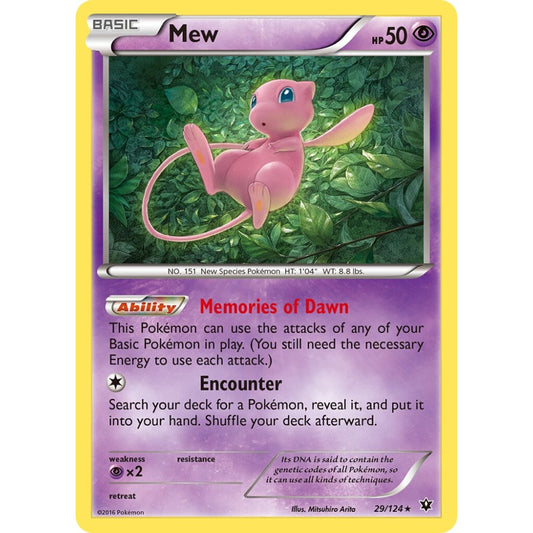 Mew Rare Holo 29/124 Pokemon Card Game Fates Collide