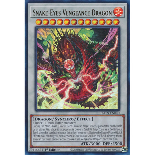 Snake-Eyes Vengeance Dragon ALIN-EN040 Ultra Ultra Rare Yu-Gi-Oh Alliance Insight in Art