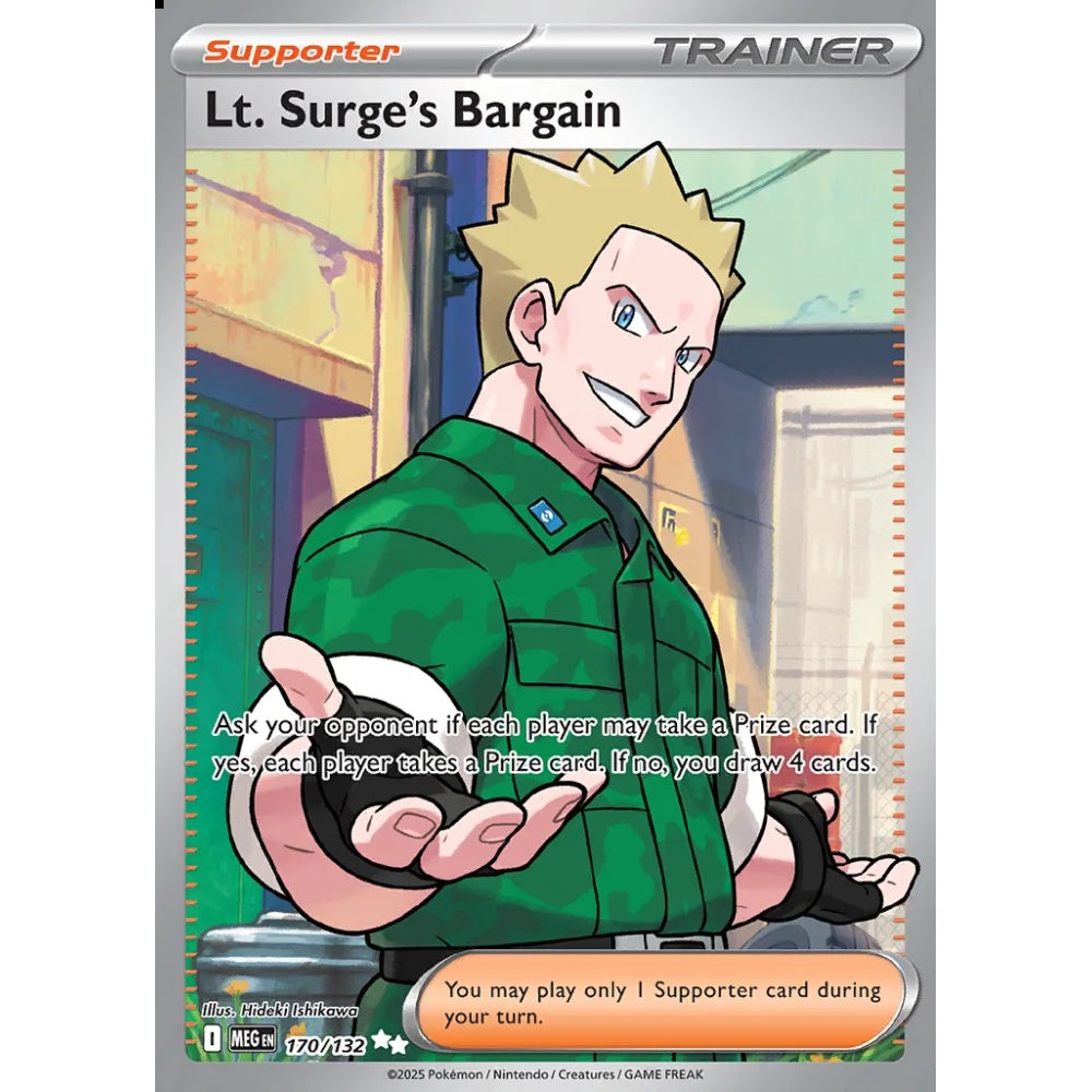 Lt. Surge's Bargain Ultra Rare 170/132 Pokemon Card Game Mega Evolution