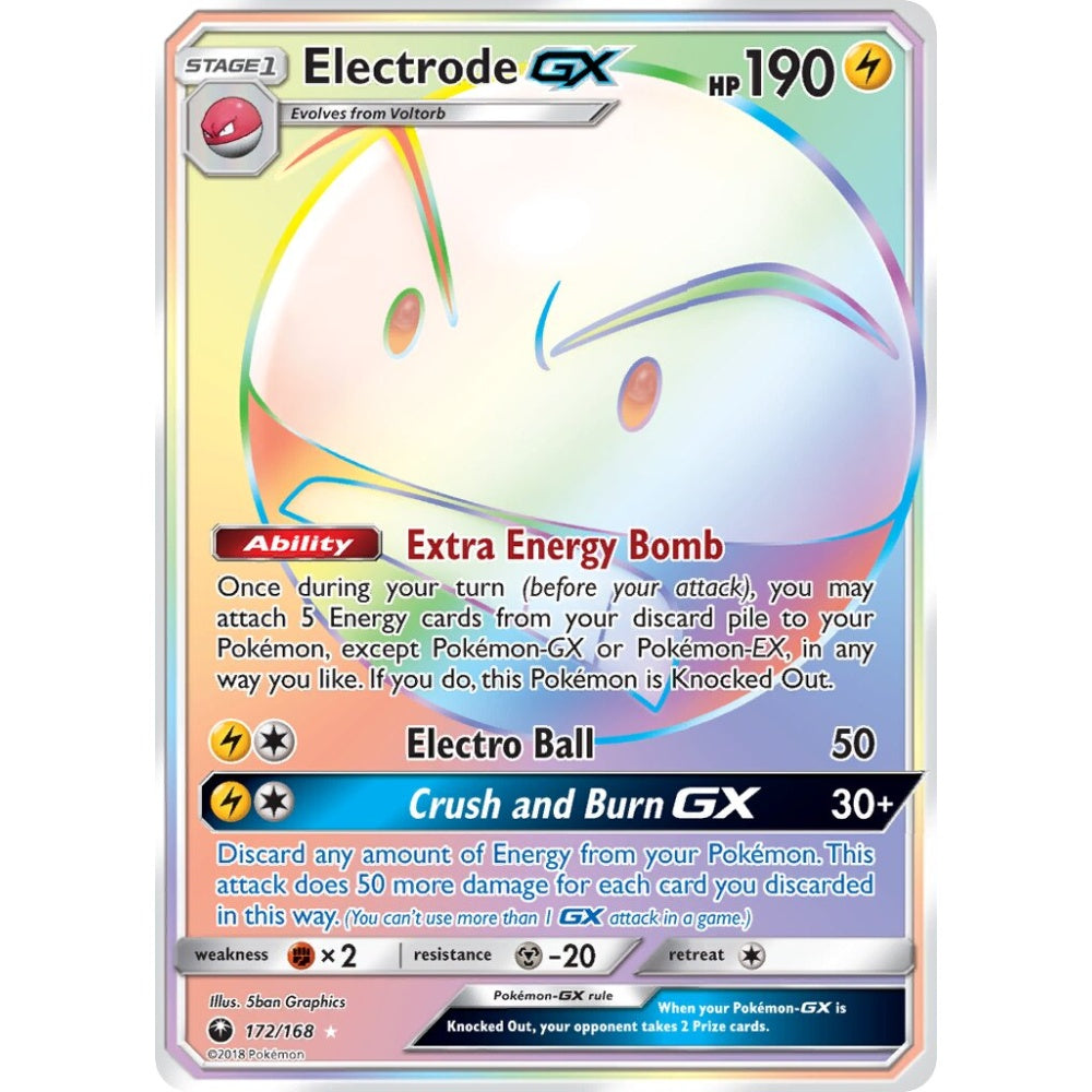 Electrode-GX Rare Rainbow 172/168 Pokemon Card Game Celestial Storm