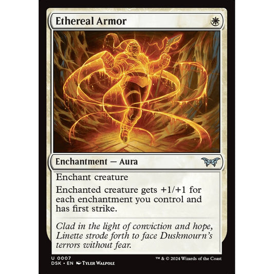 Ethereal Armor, 7, uncommon, Magic: The Gathering, Duskmourn: House of Horror