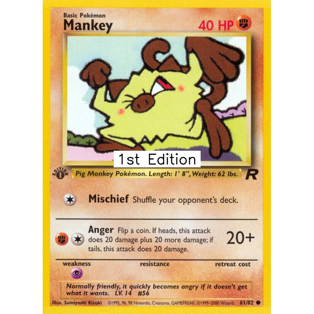 Mankey Common 61/82 Pokemon Card Game Team Rocket