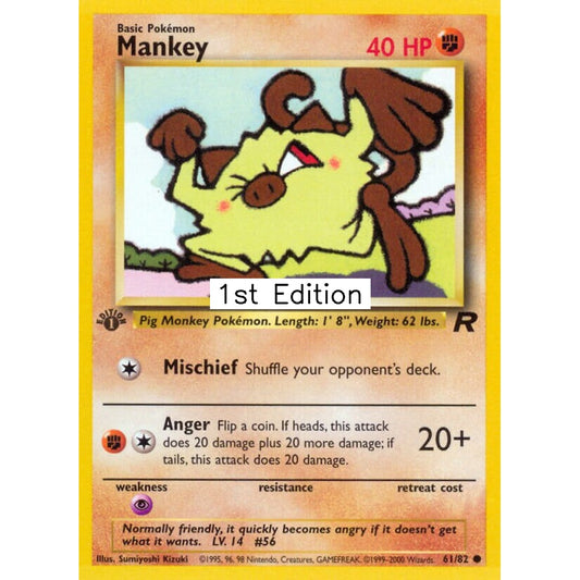 Mankey Common 61/82 Pokemon Card Game Team Rocket