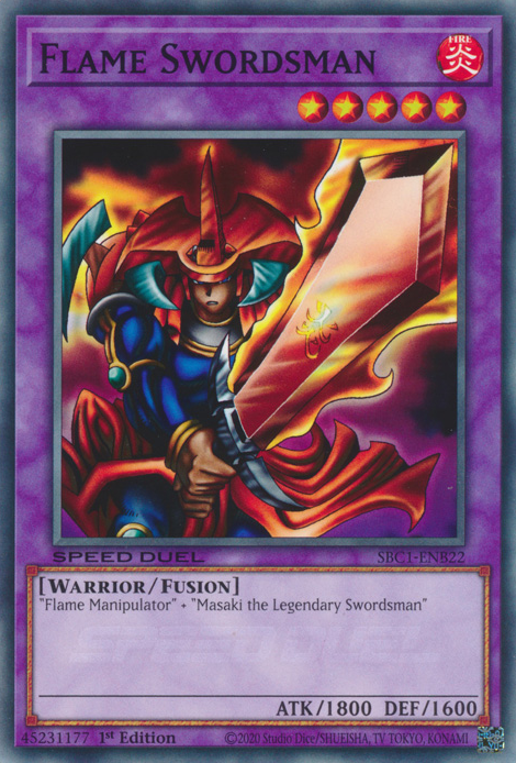 Flame Swordsman LOB-EN003 Super Super Rare Yu-Gi-Oh Legend of Blue Eyes White Dragon in Art