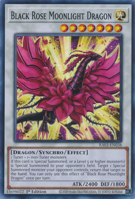 Black Rose Moonlight Dragon RA03-EN038 QCR Quarter Century Secret Rare Yu-Gi-Oh Quarter Century Bonanza in Art