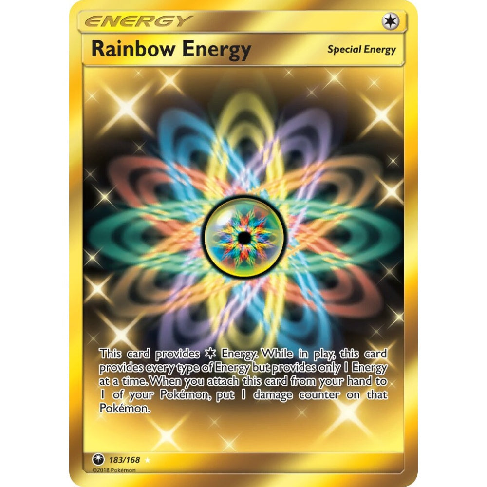 Rainbow Energy Rare Secret 183/168 Pokemon Card Game Celestial Storm