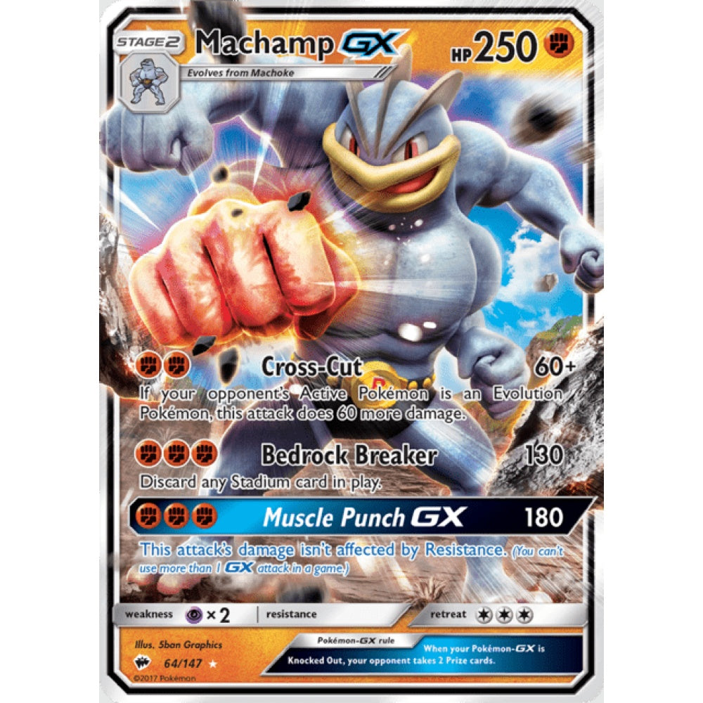 Machamp-GX Double Rare 64/147 Pokemon Card Game Burning Shadows