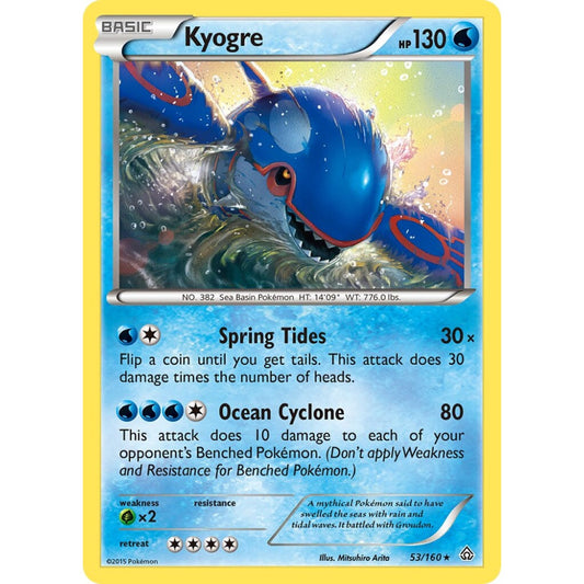 Kyogre Rare 53/160 Pokemon Card Game Primal Clash